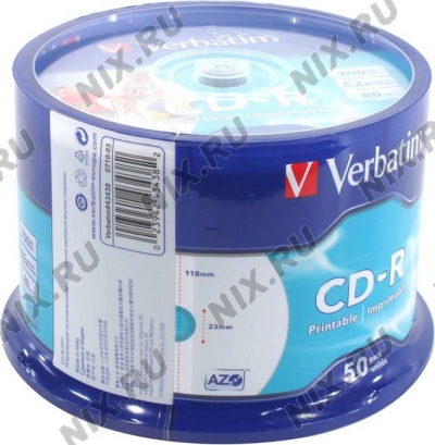  CD-R Verbatim   700Mb 52x sp. <.50 >  ,  printable  <43309/43438>  