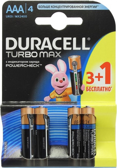 Duracell PLUS/TURBO (MAX) MX/MN2400-4 (LR03) Size"AAA", 1.5V,  (alkaline) <. 4 >  