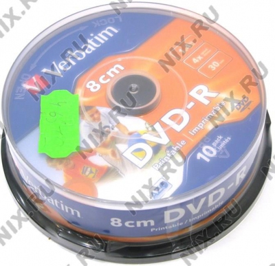  Mini DVD-R Disc Verbatim   1.4Gb  4x <. 10 >   ,  printable  <43573>  