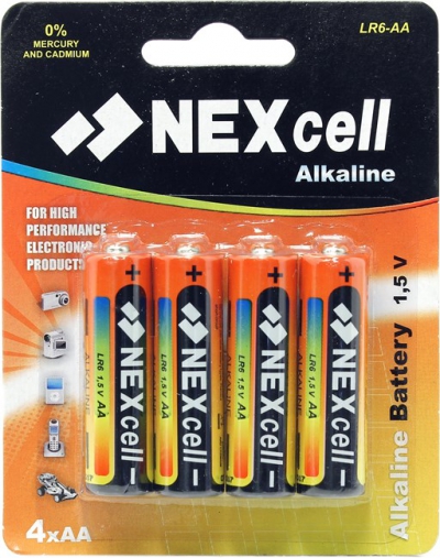  Nexcell (LR6) Size"AA", 1.5V,  (alkaline) <.  4  >  