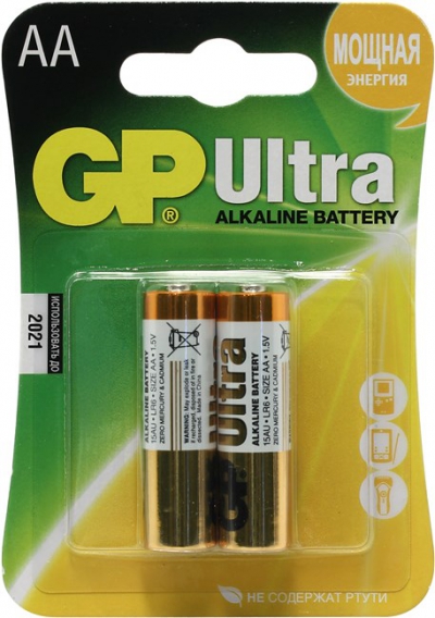  GP Ultra 15AU-CR2 (LR6) Size AA,  (alkaline) <. 2 >  