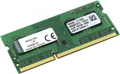  Kingston ValueRAM <KVR16S11S8/4> DDR3 SODIMM  4Gb  <PC3-12800> CL11  (for  NoteBook)  