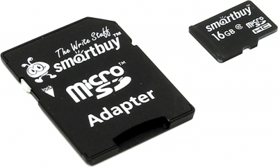  SmartBuy <SB16GBSDCL10-01> microSDHC 16Gb Class10 +  microSD-->SD  Adapter  