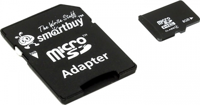  SmartBuy <SB8GBSDCL4-01> microSDHC 8Gb Class4 +  microSD-->SD  Adapter  