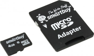  SmartBuy <SB4GBSDCL10-01> microSDHC 4Gb Class10 +  microSD-->SD  Adapter  