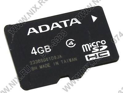 ADATA <AUSDH4GCL4-R> microSDHC Memory Card 4Gb Class4  