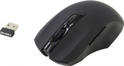 SVEN Wireless Optical Mouse <RX-350 Wireless Black> (RTL) USB 6btn+Roll  