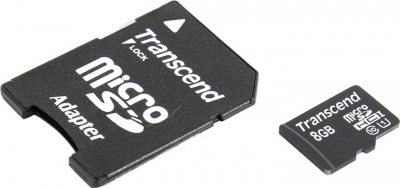  Transcend <TS8GUSDU1> microSDHC 8Gb UHS-I Class10 + microSD-->SD Adapter  