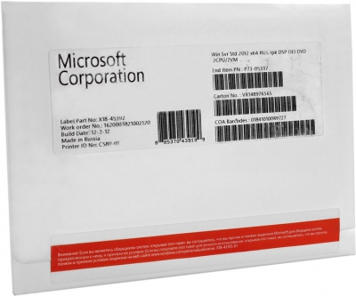  Microsoft Windows Server 2012 x64 Standard 2CPU/2VM .(OEM) <P73-05337>  