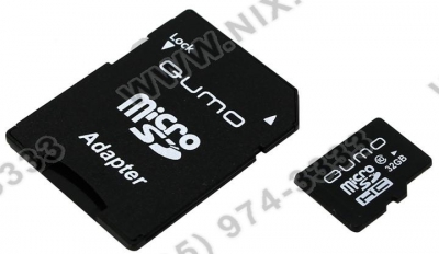  Qumo <QM32MICSDHC10> microSDHC 32Gb Class10 + microSD-->SD Adapter  