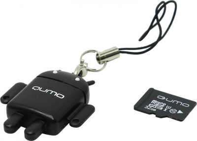  Qumo Fundroid <QM32GCR-MSD10-FD-BLK> MicroSDHC Memory Card 32GbClass10 + USB  microSD  Reader  