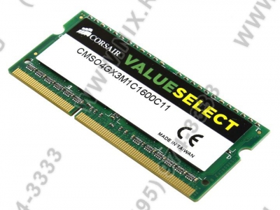  Corsair Value Select <CMSO4GX3M1C1600C11> DDR3 SODIMM 4Gb  <PC3-12800> CL11  (for  NoteBook)  