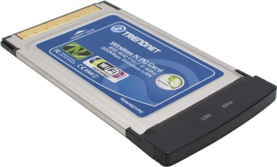  TRENDnet <TEW-621PC> Wireless N-Draft CardBus PC Card (802.11n/b/g,  300Mbps,  2.4GHz)  