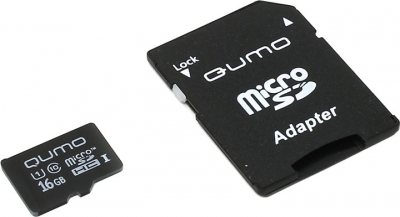  Qumo <QM16GMICSDHC10U1> microSDHC 16Gb UHS-I +  microSD-->SD  Adapter  