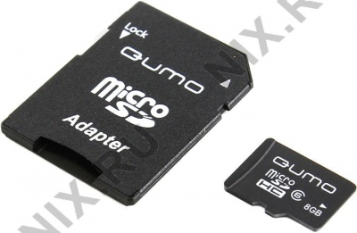  Qumo <QM8(G)MICSDHC6> microSDHC 8Gb Class6 +  microSD-->SD  Adapter  