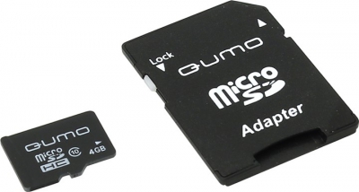  Qumo <QM4GMICSDHC10> microSDHC 4Gb Class10 +  microSD-->SD  Adapter  