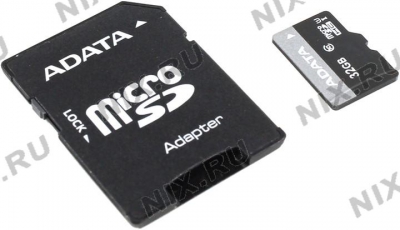 ADATA Premier <AUSDH32GUICL10-RA(1)> microSDHC Memory Card 32Gb UHS-I U1 + microSD-->SD Adapter  