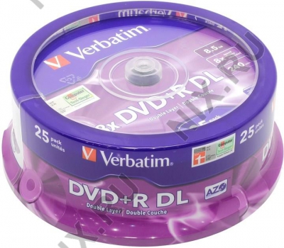  DVD+R Disc Verbatim   8.5Gb  8x  <. 25 > Double Layer,     <43757>  