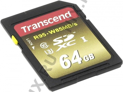  Transcend <TS64GSDU3X> SDXC Memory Card 64Gb  UHS-I  U3  