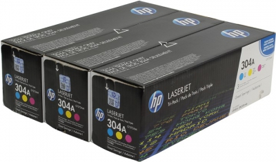   HP CF372AM (304A) Tri-Pack Yellow/Magenta/Cyan  HP Color LaserJet CP2025, CM2320mfp  