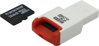 Transcend <TS32GUSDHC10-P3> microSDHC Memory Card 32Gb Class10 +USB MicroSDHC Reader  