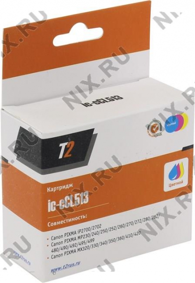   T2 ic-cCL513 Color  Canon iP2700/2702, MP230/240/250/270/480,MX320/330/340/350/410/420  