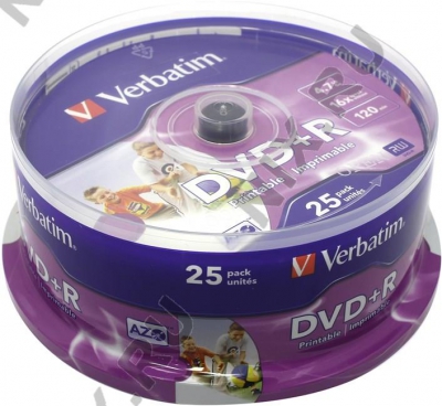  DVD+R Disc Verbatim   4.7Gb  16x  <. 25 >  ,  printable  <43539>  