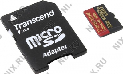  Transcend <TS32GUSDHC10U1> microSDHC 32Gb UHS-I U1 Class10 +  microSD-->SD  Adapter  