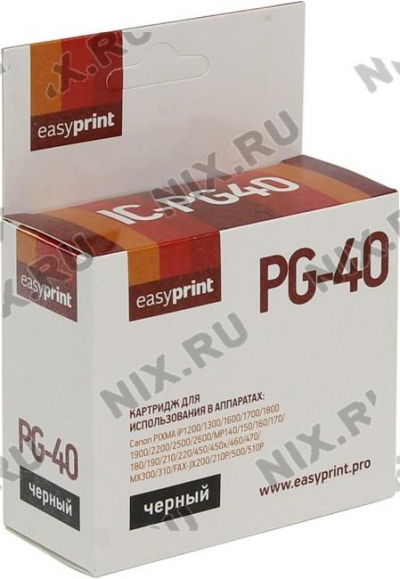   EasyPrint IC-PG40   Canon  iP1200/1300/1600/1700/1800,  MP140/150/160/170/180/190/210  